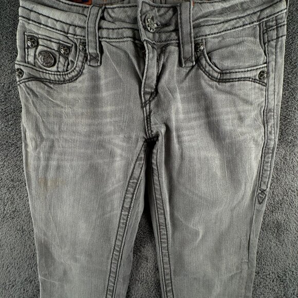 Rock Revival Jeans Celine Skinny Embellished Distressed Womens Sz 27 Gray - Picture 1 of 16